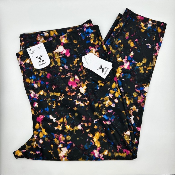 Xersion Women's Plus Size Pixel Floral High Rise 7/8 Ankle Leggings 2X 3X - Picture 6 of 10